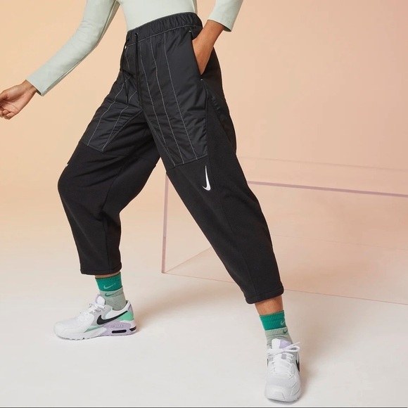 Nike Sportswear Swoosh Curve Plush Trousers black Women's large new with tags - Picture 1 of 12